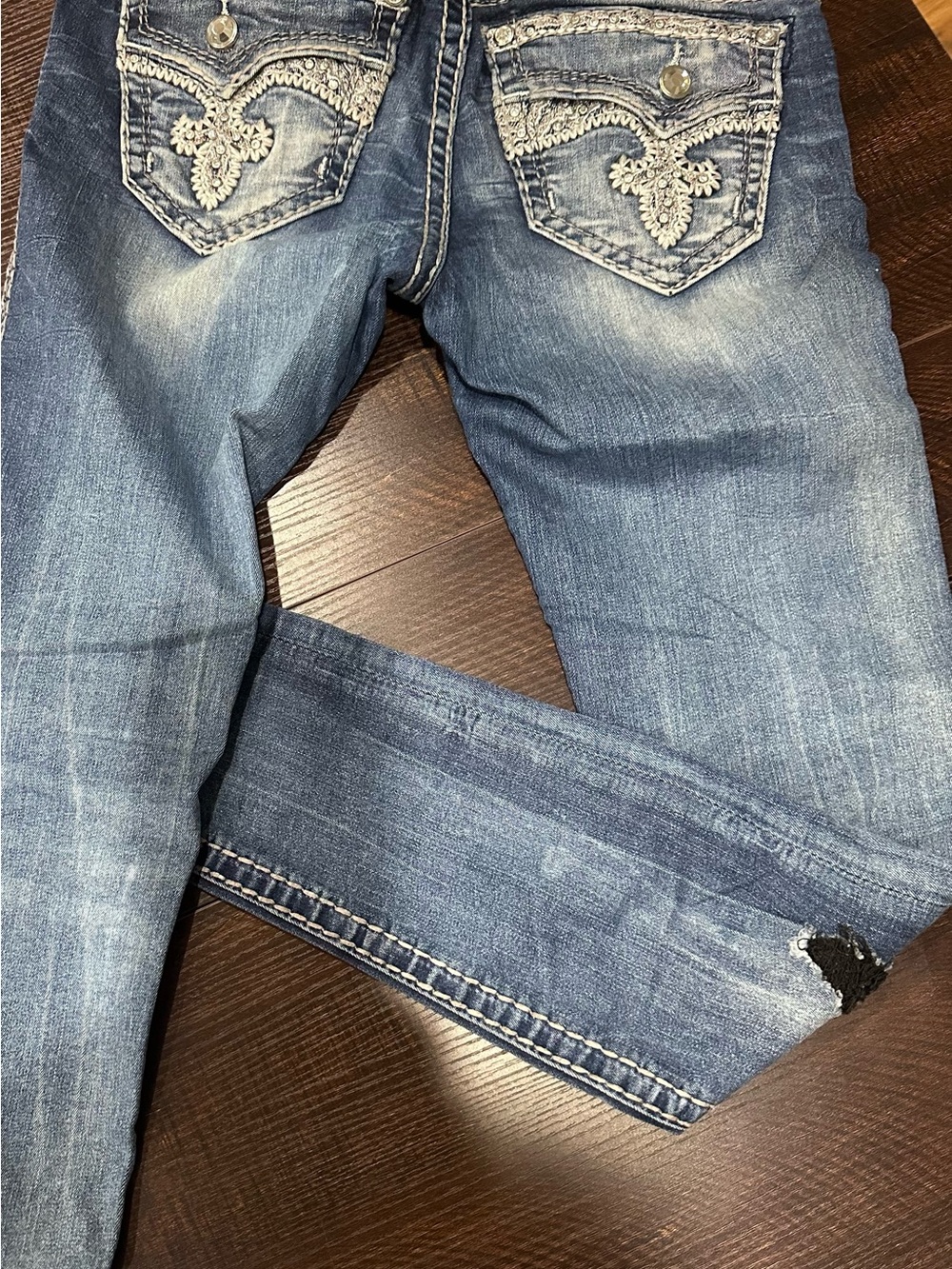 Rock Revival Blue Embroidered Pocket Jeans